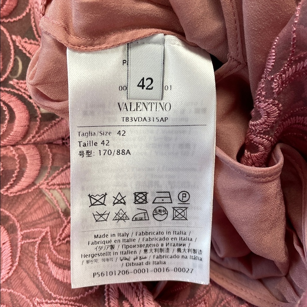 NWT Valentino Garavani Floral Guipure Lace Gown Dusty Rose Pink Maxi Sz 42 - Picture 12 of 16